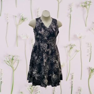 Black & White Rose Vintage Style Dress